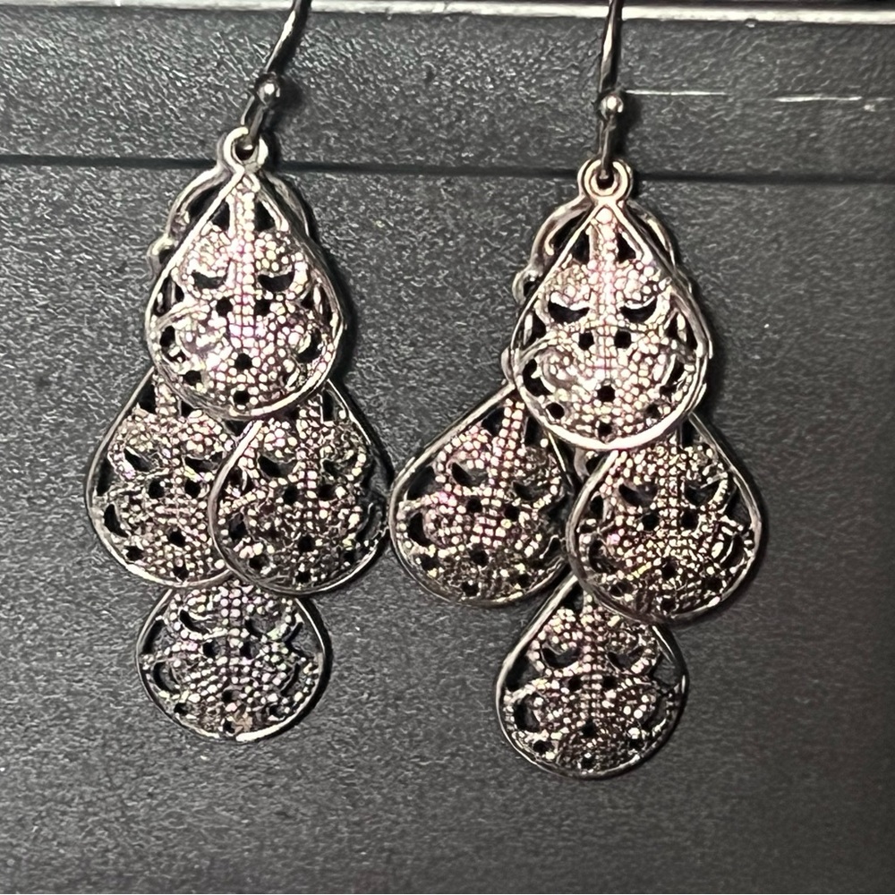 Elegant Silver Filigree Drop Earrings